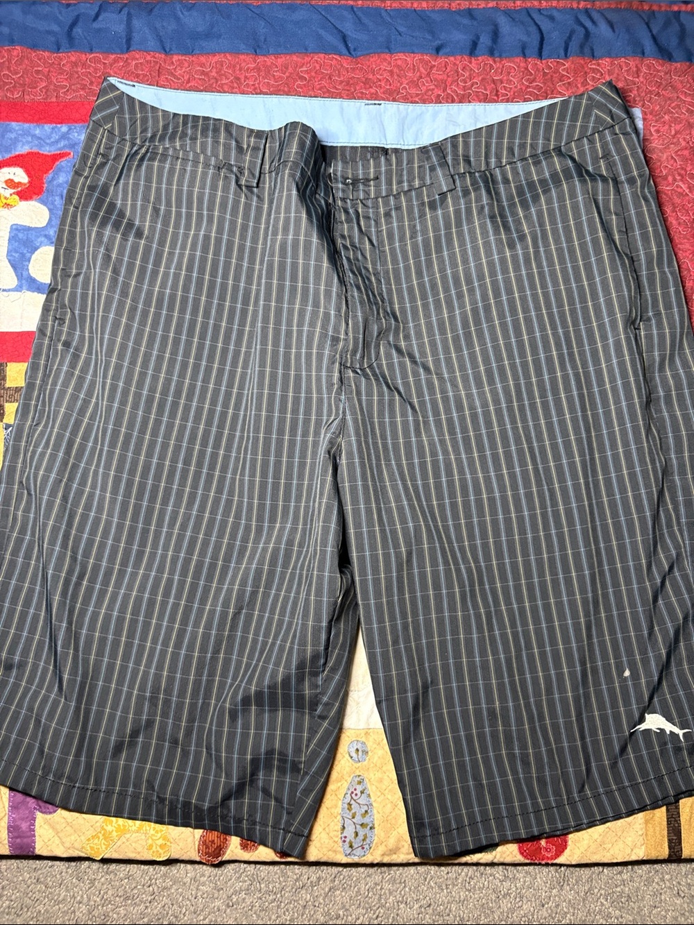 Tommy Bahama Gray Pinstripe Flat Front Shorts